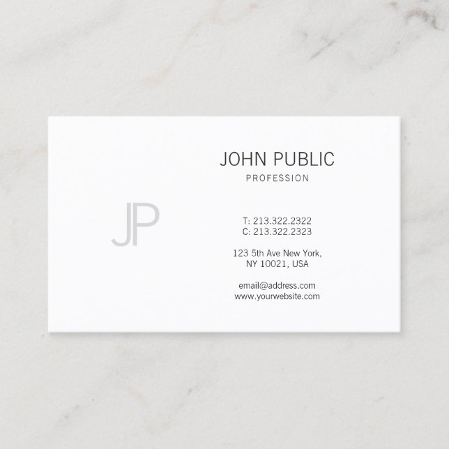 Carte De Visite Monogram Professional Design élégant moderne Plain (Devant)