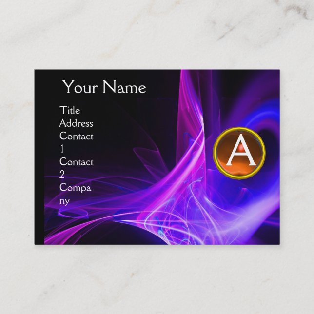 Carte De Visite MONOGRAM SWIRLGEM Vibrant noir bleu rose jaune (Devant)