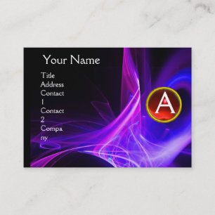 Carte De Visite MONOGRAM SWIRLGEM Vibrant noir bleu rose rouge