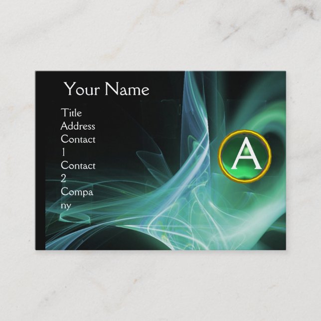 Carte De Visite MONOGRAM SWIRLGEM Vibrant noir vert (Devant)