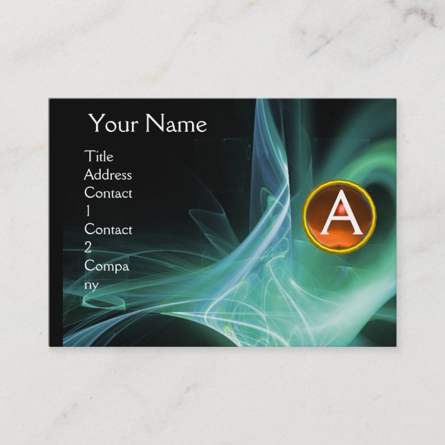 Carte De Visite MONOGRAM SWIRLGEM Vibrant noir vert orange (Devant)