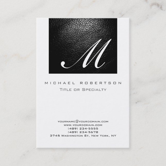 Carte de visite Monogram White Leather Stripe Chub (Devant)
