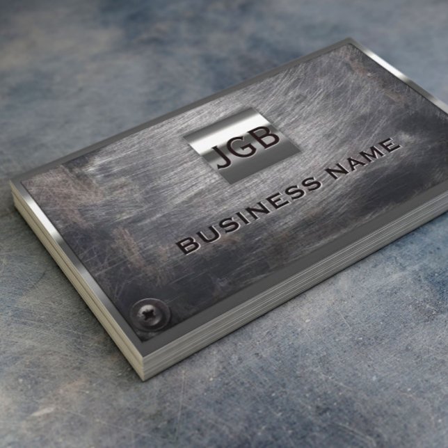 Carte De Visite Monogramme 3 Initiales Métal professionnel encadré (Créateur téléchargé)