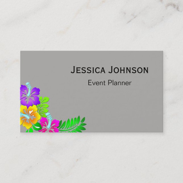 Carte De Visite Monogramme à bordure florale chic (Devant)