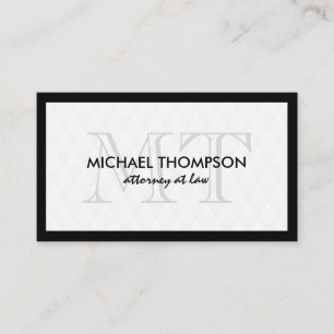 Carte De Visite Monogramme à bordure noire Élégant Motif diamant