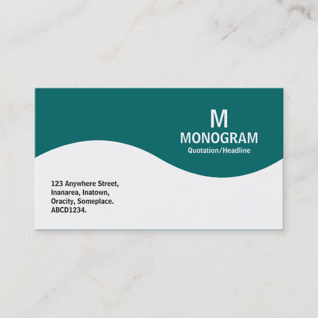 Carte De Visite Monogramme à demi onde - vert turquoise 006666 (Devant)