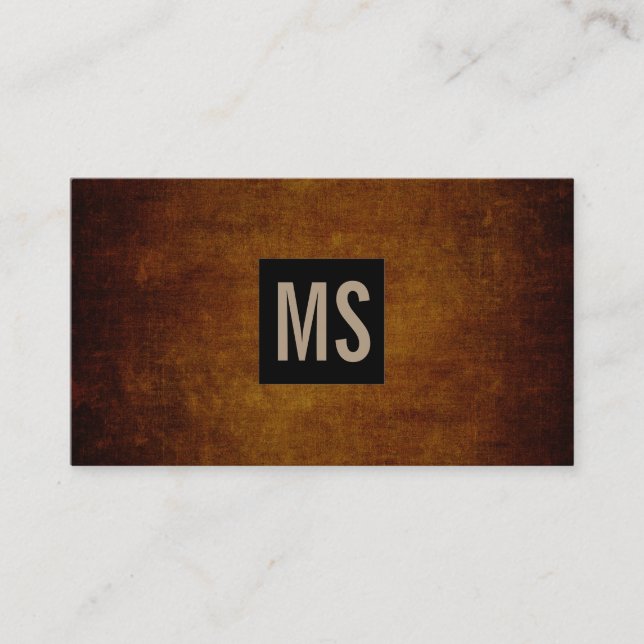 Carte De Visite Monogramme à deux lettres / Boîte noire / Grunge r (Devant)