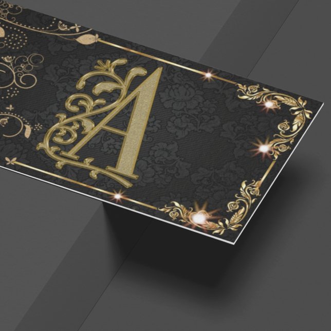 Carte De Visite Monogramme à étincelles noires (Créateur téléchargé)