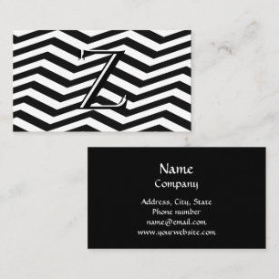 Carte De Visite Monogramme à rayures blanc-noir classique