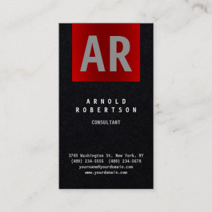 Carte De Visite Monogramme à tendance noire Premium