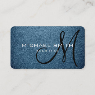 Carte De Visite Monogramme Air Force bleu cuir look