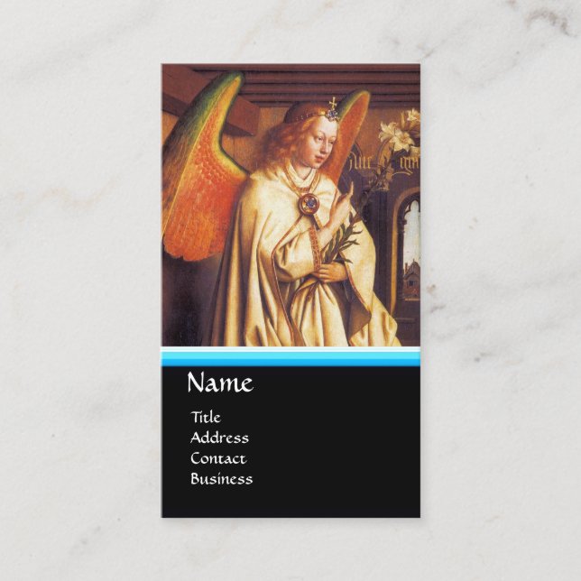 Carte De Visite MONOGRAMME ANGEL ANNONCE, Sapphire Bleu (Devant)