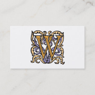 Carte De Visite Monogramme antique médiéval élégant de la lettre W
