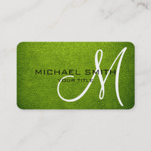 Carte De Visite Monogramme Apple cuir vert look