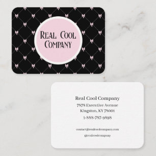 Carte De Visite Monogramme Arc-en-ciel Noir & Rose