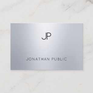 Carte De Visite Monogramme Argent Moderne Élégant Professionnel Si