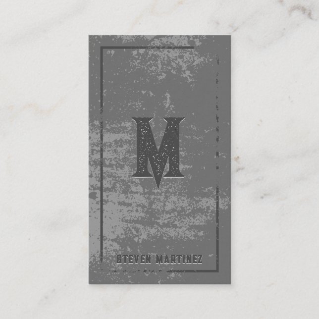 Carte De Visite Monogramme | Arrière - plan de Grunge en détresse (Devant)