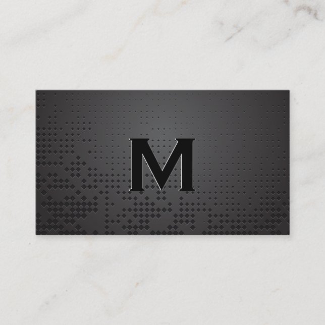 Carte De Visite Monogramme | Arrière - plan métallique foncé (Devant)