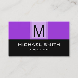 Carte De Visite Monogramme Arrière - plan noir & violet moderne