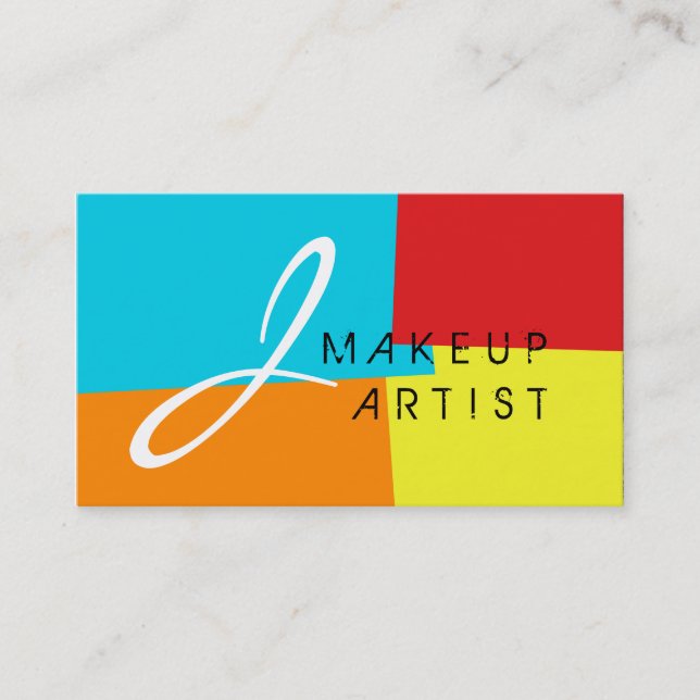 Carte De Visite Monogramme Artiste maquillage Moderne Retro Couleu (Devant)