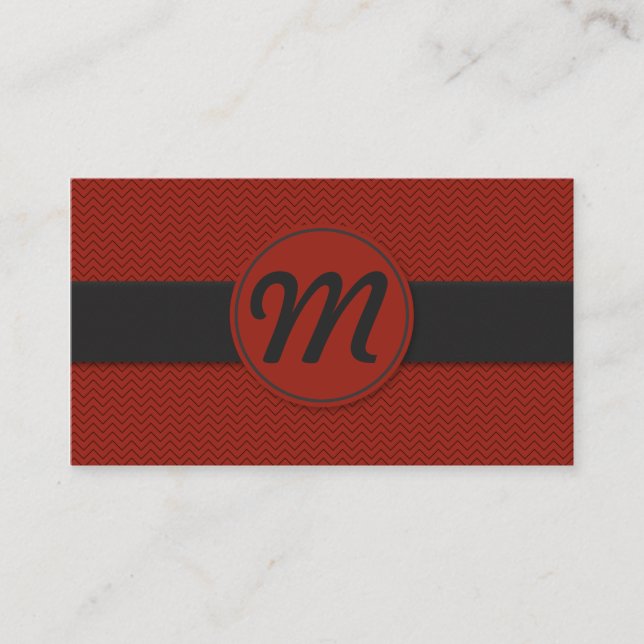 Carte De Visite Monogramme avec texture (rouge) (Devant)