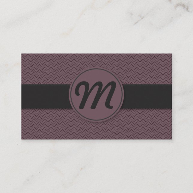 Carte De Visite Monogramme avec texture (violet) (Devant)