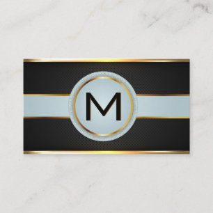 Carte De Visite Monogramme Bannière métal or de luxe Maillage noir