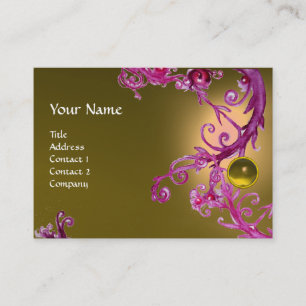 Carte De Visite MONOGRAMME BAROQUE FLORENTINE GEM topaz jaune fonc