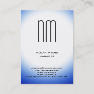 Carte De Visite Monogramme blanc bleu simple