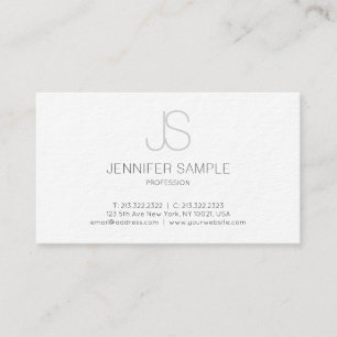 Carte De Visite Monogramme blanc élégant moderne professionnel
