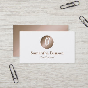 Carte De Visite Monogramme blanc minimaliste Rose moderne