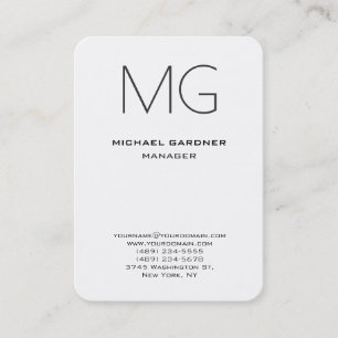 Carte De Visite Monogramme blanc noir vertical créatif unique
