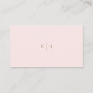 Carte de visite Monogramme blanc rose pâle minimal