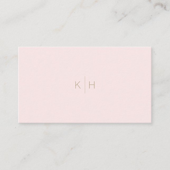 Carte de visite Monogramme blanc rose pâle minimal (Devant)