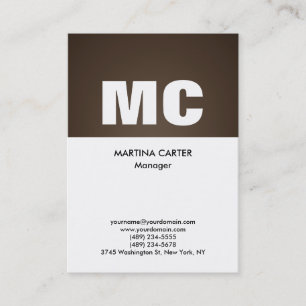 Carte De Visite Monogramme blanc sépia vertical professionnel mode