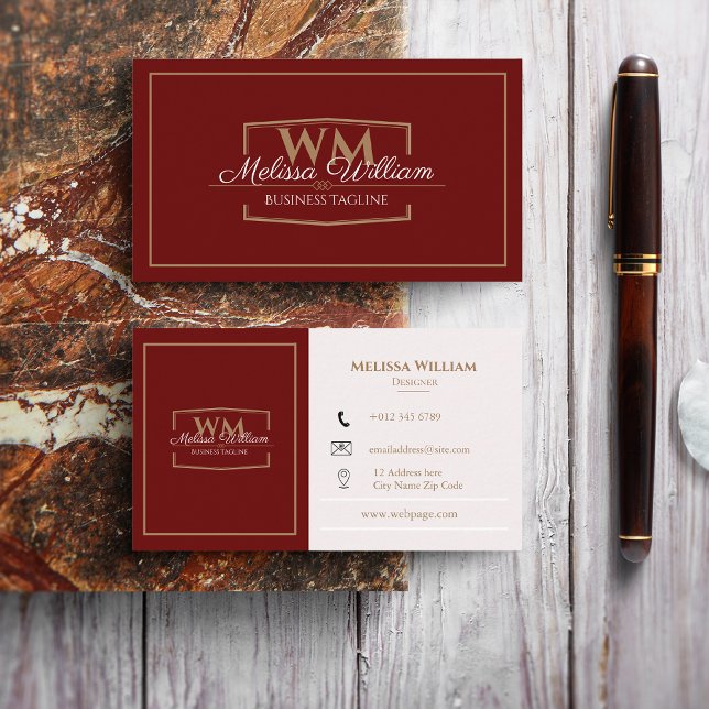 Carte De Visite Monogramme blanc simple (Créateur téléchargé)