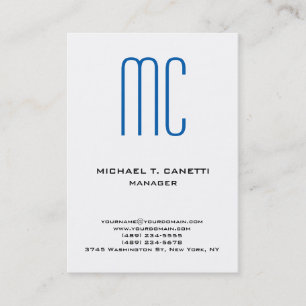 Carte De Visite monogramme bleu clair moderne
