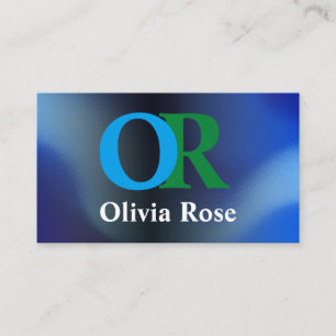 Carte de visite monogramme bleu Construction