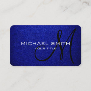 Carte De Visite Monogramme bleu cuir look