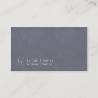 Carte De Visite Monogramme bleu gris minimaliste