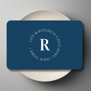 Carte De Visite Monogramme, bleu minimum