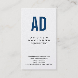 Carte de visite Monogramme bleu vertical