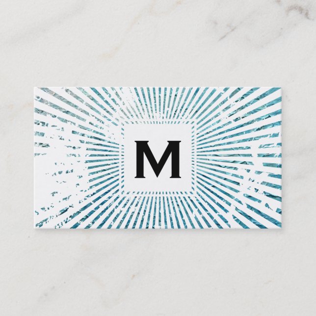 Carte De Visite Monogramme | Blue Grunge (Devant)