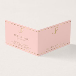 Carte De Visite Monogramme Blush Pink Gold Clean Modèle Modern