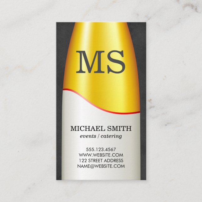 Carte De Visite Monogramme bouteille de vin (Devant)