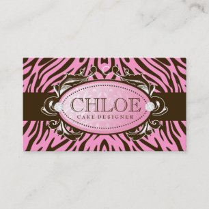Carte De Visite Monogramme Brown luxueusement rose de zèbre de 31