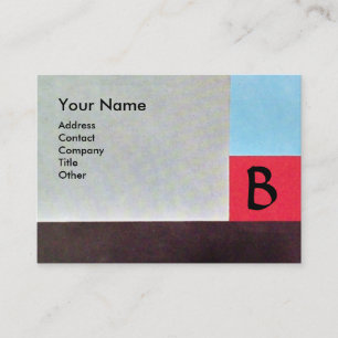 Carte De Visite MONOGRAMME CARRÉ ABSTRAIT, bleu rouge gris brun
