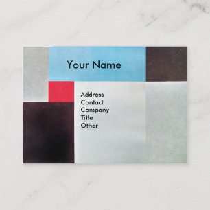 Carte De Visite MONOGRAMME CARRÉ ABSTRAIT, bleu rouge gris brun