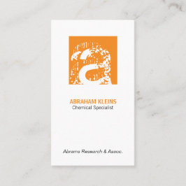 Carte De Visite Monogramme Carré couleur (orange)