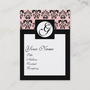 Carte De Visite MONOGRAMME CARRÉ DE DAMASK CLASSIQUE, Rose